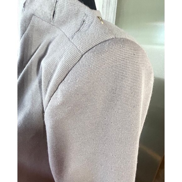 Vintage 1980s dress, grey/beige, long sleeves, a-line silhouette, office wear - Picture 8 of 9